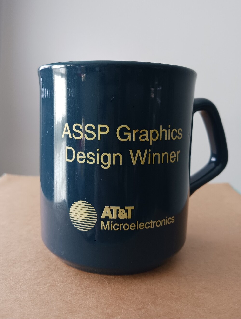 1980s AT&T Microelectronics Award Coffee Cup Mug , Made In England Blue *READ *